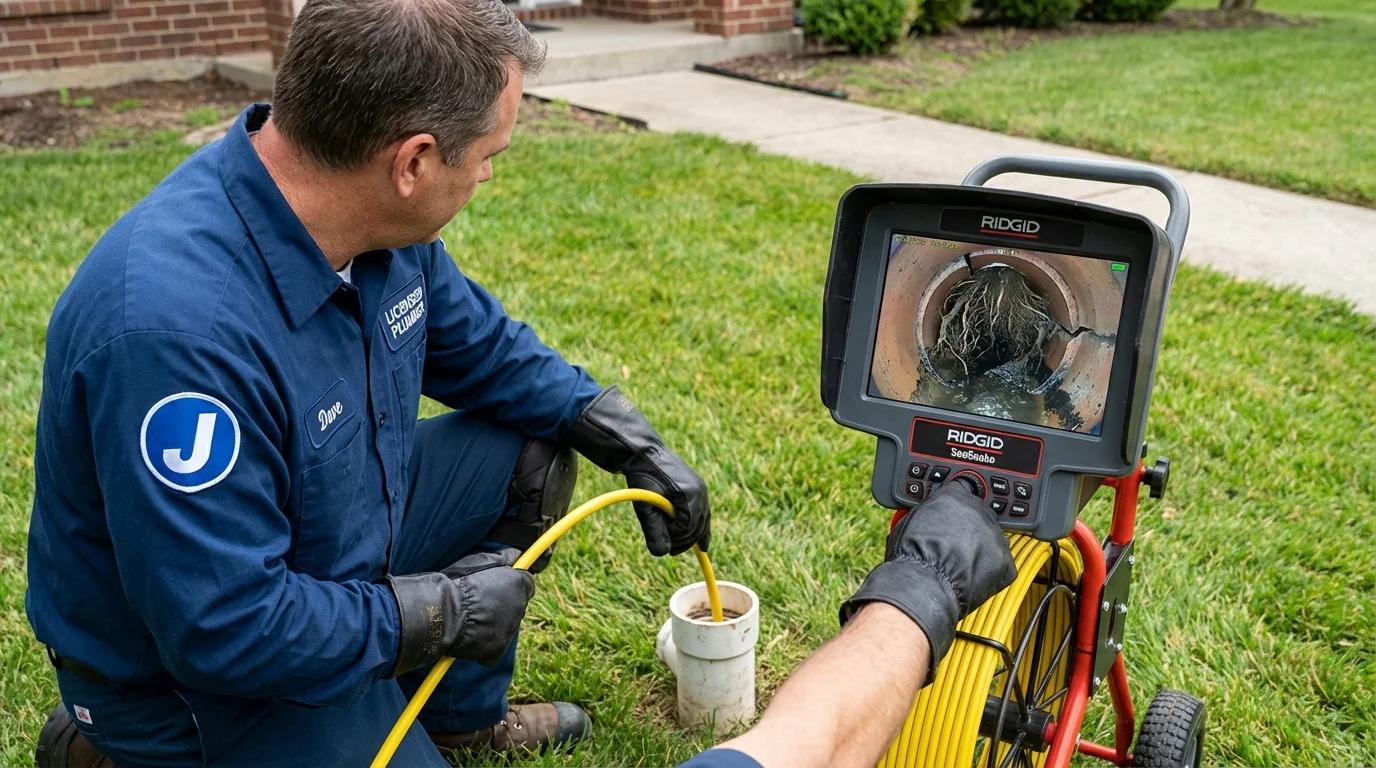 Sewer camera inspection being performed by Johns Plumbing LLC in South Windham